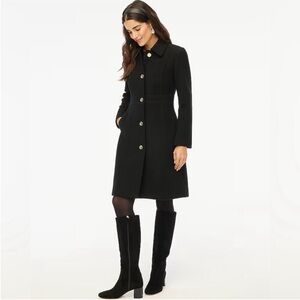 J Crew wool blend lady day coat black long oversized pockets button front 6 NEW